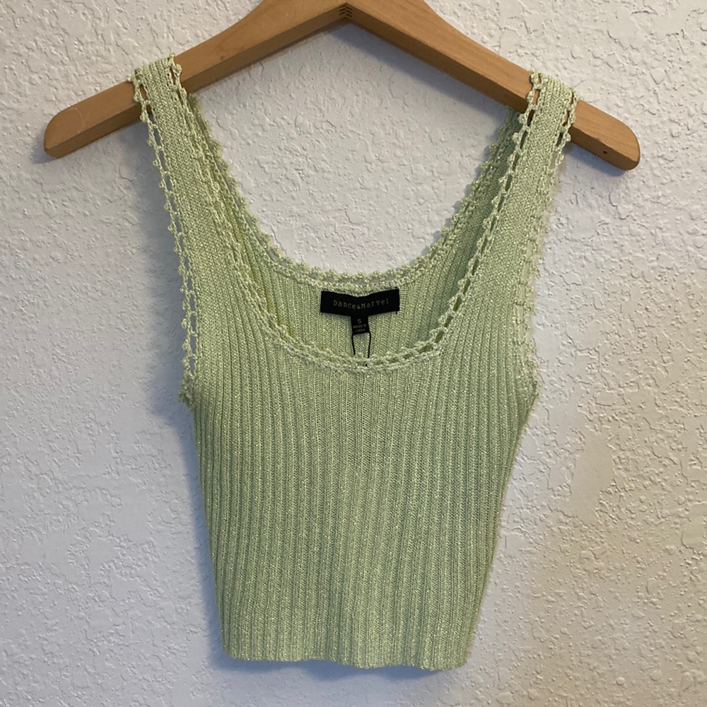 Dance Marvel key lime shimmer crop top. Sz S. NWT!